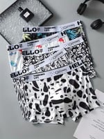 5 قطع سروال داخلي رجالي بوكسر مع حزام مكتوب ونقوش...