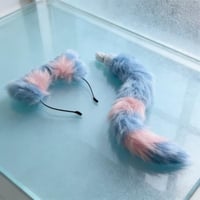 طقم ذيل الثعلب من 4 قطع (تاج الشعر+ ذيل + طوق الرق...