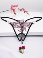 سروال داخلي بنقشه زهور بتصميم مقسم جريء، شفاف وعصر...