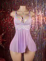 بيبي دول الدانتيل والشبك اللون البنفسجي الناعم