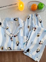 طقم بيجامة نسائي، يتميز بأكمام وسراويل طويلة