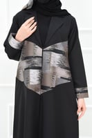عباية كريب فوها بتركيبة بروكار قطن ملون