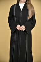 عباية نواعم كاجوال نص كلوش بكسرات ودقة خيط أبيض