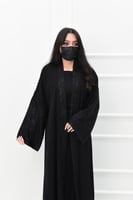 عباية فاخرة بكول شال وأكمام جاكار