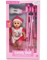 Baby doll عروسة مع عربية ورضاعة