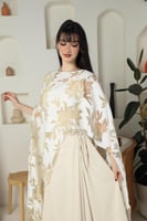 جلابية نسائية فاخرة باربي وشاح جازار مشجر أوف وايت...