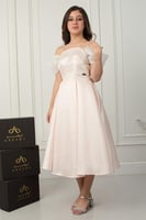 فستان أسيل الأنيق تركادو خربزي .. فستان السن المحي...