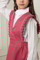 مريول بناتي للابتدائية خطين وكسرات على الجوانب