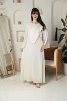 جلابية نسائية فاخرة كتان أوف وايت عاجي بتصميم عصري...