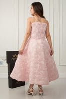 فستان سهره بناتي تفته ميكادو مطرز خرز لون زهري