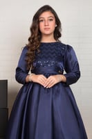 فستان السن المحير تركادو كحلي تطريز ترتر