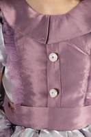 فستان بناتي شيفون مشجر صدريه زراير كم برميل راقي