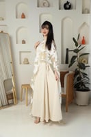 جلابية نسائية فاخرة باربي وشاح جازار مشجر أوف وايت...