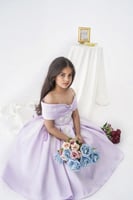 فستان بناتي سهره تب تطريز صدر نازل لون موف