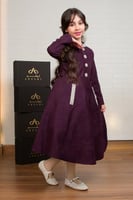 فستان بناتي شتوي ليلكي مزين بكريستال راقي