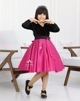 فستان بناتي شتوي اسود على فوشي