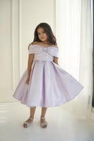 فستان بناتي سهره تب تطريز صدر نازل لون موف