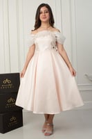 فستان أسيل الأنيق تركادو خربزي .. فستان السن المحي...