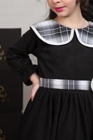 فستان بناتي شتوي مخمل أسود ملكي