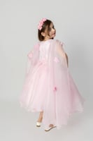 فستان سهرة بناتي اورجنزا كم فضفاض منثور ورد لون زه...