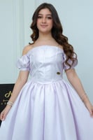 فستان ميرال الأنيق تفتة روسي موف فاتح .. فستان الس...