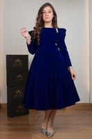 فستان السن المحير شتوي جوخ نيلي