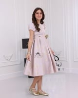 فستان بناتي من الجاكار بتشجيرة ذهبي