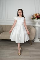 فستان سهره بناتي تفته روسي انيقه كلوش لون ابيض