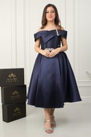 فستان نوف الفاخر أوف شولدر ميكادو كحلي .. فستان ال...