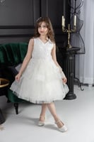 فستان بناتي عرائسي كلوش دانتيل صدر نازل فيونكه بال...