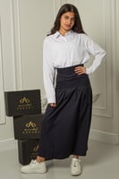 مريول طقم بلوزة وتنورة كحلي راقي بجيوب أمامية