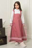 مريول بناتي للابتدائية خطين أبيض