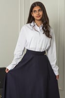 مريول طقم بلوزة وتنورة مدرسية كحلي بتصميم كلاسيكي