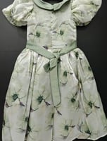 فستان بناتي شيفون مشجر صدريه زراير كم برميل راقي