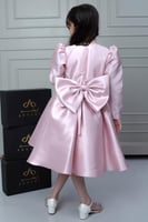 فستان سلمى ميكادو زهري تطريز ثري دي .. فستان بناتي