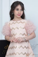 فستان لمار الأنيق دانتيل تطريز ترتر ذهبي .. فستان...