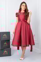 فستان السن المحير سهرة لون عودي فاخر