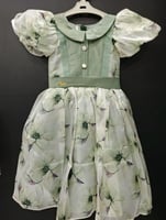 فستان بناتي شيفون مشجر صدريه زراير كم برميل راقي