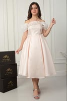 فستان أسيل الأنيق تركادو خربزي .. فستان السن المحي...