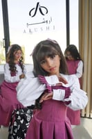 مريول بناتي مدرسي ابتدائي كسرات على الاكمام