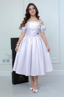 فستان ميرال الأنيق تفتة روسي موف فاتح .. فستان الس...