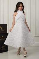 فستان لميس دانتيل ورود أوف وايت ثلاثي الابعاد .. ف...