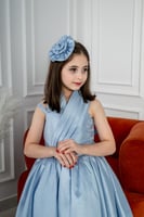 فستان سهره بناتي تفته روسي كسرات صدر لون سماوي