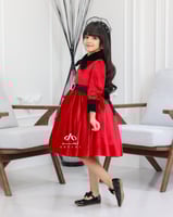 فستان بناتي شتوي اللون احمر على اسود