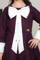 فستان بناتي شتوي فيونكة أمامية