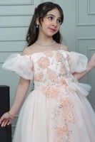فستان الجوهرة تول زهري مطرز راقي .. فستان بناتي