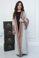 عباية رغد الرمضانية سدو وقماش رمادي فاتح