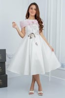 فستان سهرة أبيض ميكادو للسن المحير