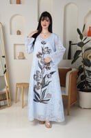 جلابية راقية جازار مشجر باللون الأزرق السماوي بتطر...