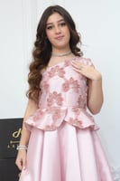 فستان ريتاج الراقي ميكادو زهري مطرز .. فستان السن...